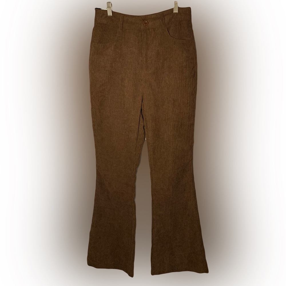 Nasty Gal Flare brown corduroy pants size 8
